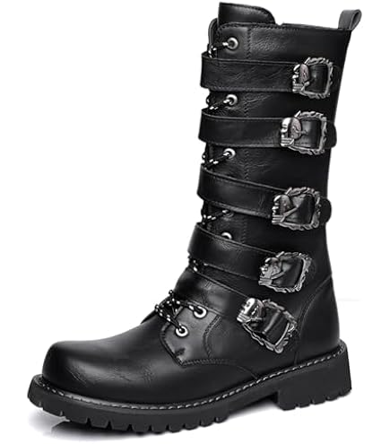 Amazon.com | Santimon Men's Boots Retro Studded Rivet Buckle